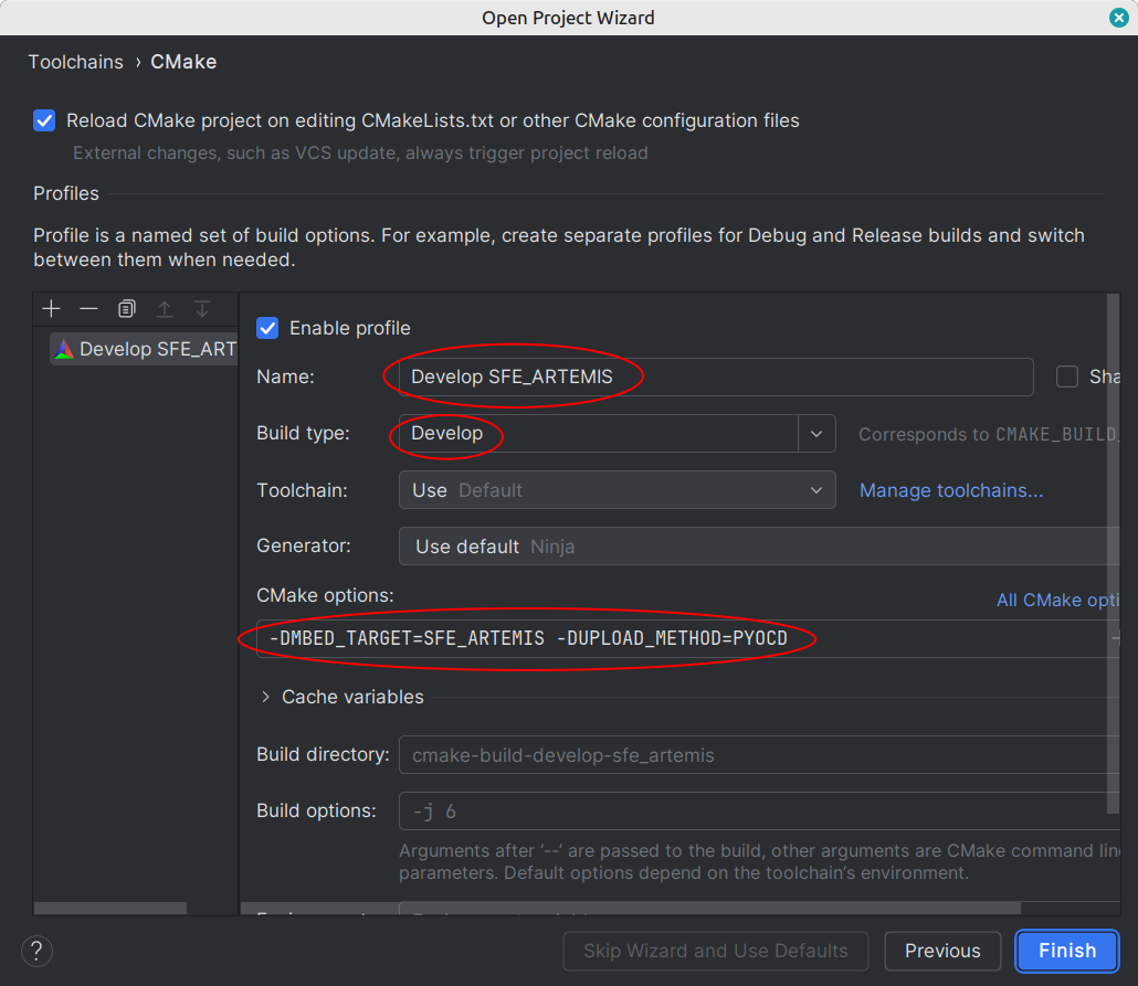 clion build profile dialog