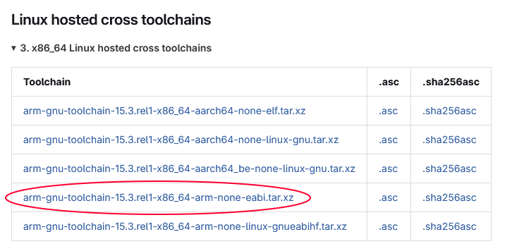 ARM toolchain download link
