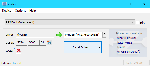 Zadig screenshot